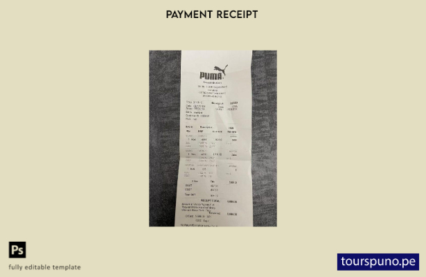 Plantilla de cheque de pago de tienda Puma lista para imprimir